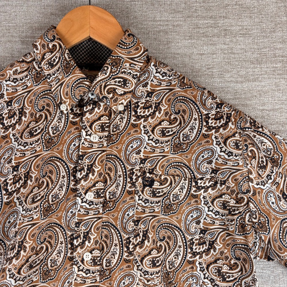 Cinch Paisley Button Down Shirt Mens XS Brown Long Sleeve EUC Western Cowboy